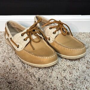 Sperry Tan and Cream Flats